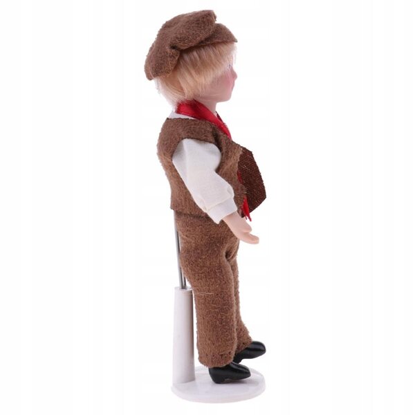 Miniatura porcellana bambino 1:12 per casa delle bambole con abiti e supporto