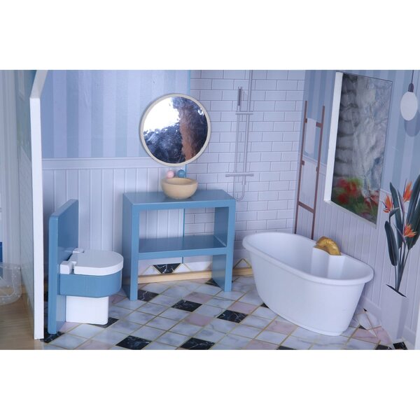 Grande Casa delle Bambole in Legno 138 cm con 28 Mobili Colorati per Bambini