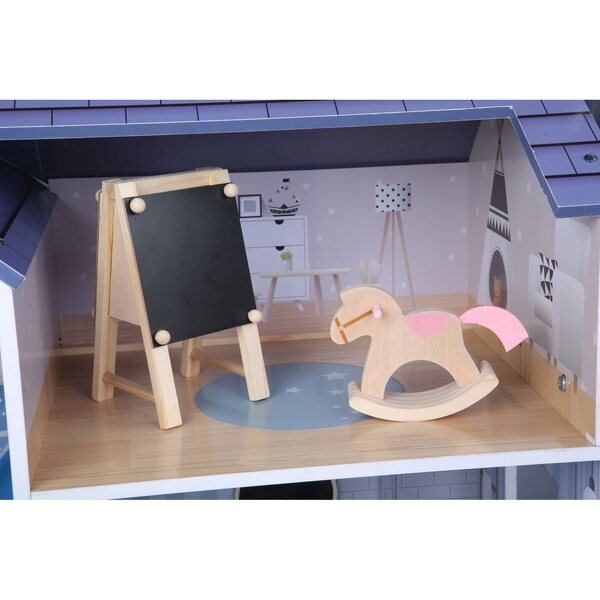 Grande Casa delle Bambole in Legno 138 cm con 28 Mobili Colorati per Bambini