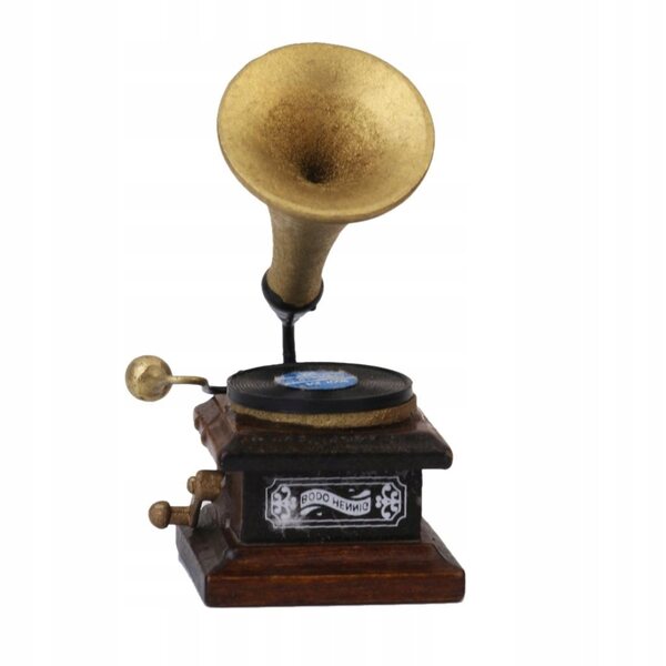 Giradischi in legno in miniatura per una casa delle bambole in stile vintage 1:12
