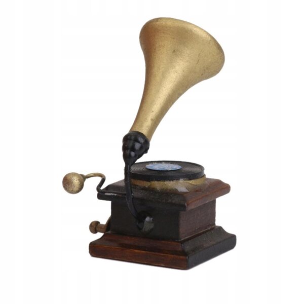 Giradischi in legno in miniatura per una casa delle bambole in stile vintage 1:12