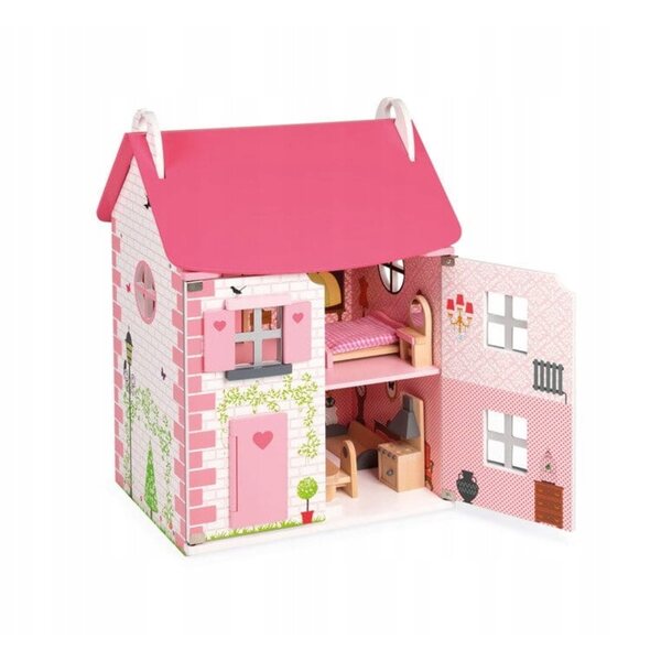 Casa delle bambole in legno Janod con mobili 54 cm, rosa per ragazze