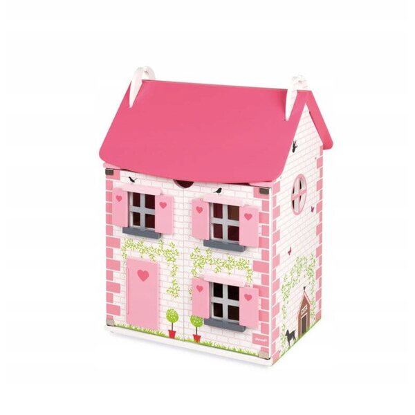 Casa delle bambole in legno Janod con mobili 54 cm, rosa per ragazze