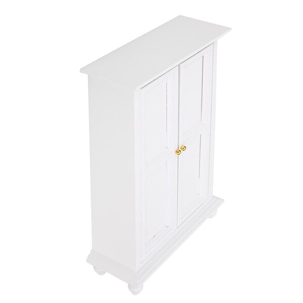 Miniatura armadio in legno bianco a due ante per bambole scala 1:12