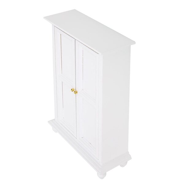 Miniatura armadio in legno bianco a due ante per bambole scala 1:12