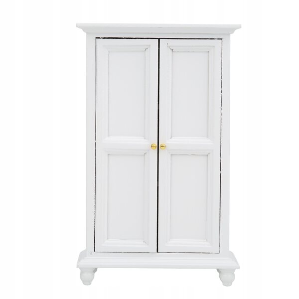 Miniatura armadio in legno bianco a due ante per bambole scala 1:12