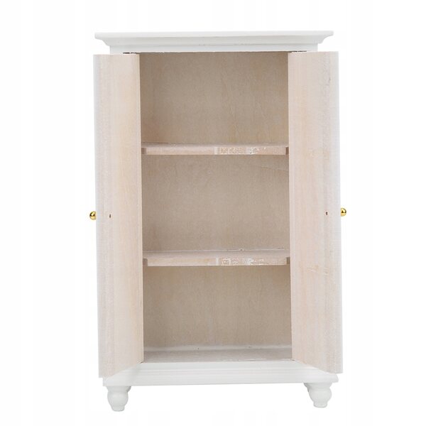Miniatura armadio in legno bianco a due ante per bambole scala 1:12