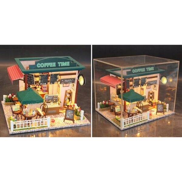 Cottage per bambole in legno con luci e accessori, kit di miniature 14+