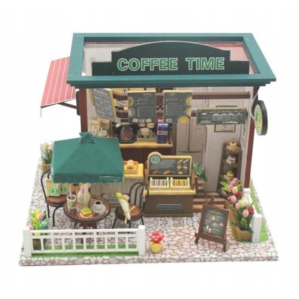 Cottage per bambole in legno con luci e accessori, kit di miniature 14+