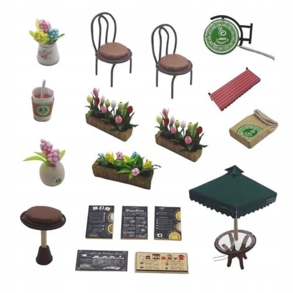 Cottage per bambole in legno con luci e accessori, kit di miniature 14+
