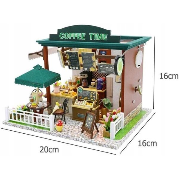 Cottage per bambole in legno con luci e accessori, kit di miniature 14+