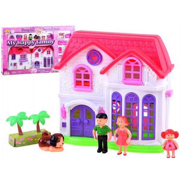 Casa delle bambole Jokomisiada con mobili e campana luminosa da 25 cm