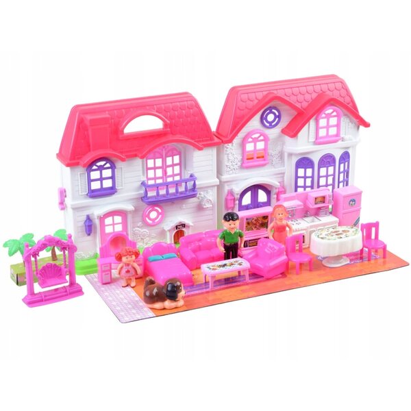Casa delle bambole Jokomisiada con mobili e campana luminosa da 25 cm