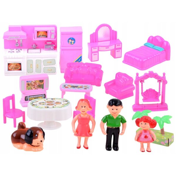 Casa delle bambole Jokomisiada con mobili e campana luminosa da 25 cm