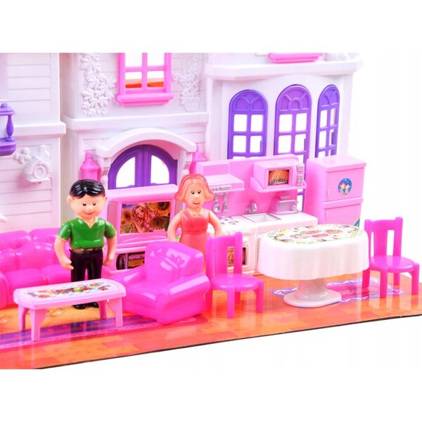 Casa delle bambole Jokomisiada con mobili e campana luminosa da 25 cm