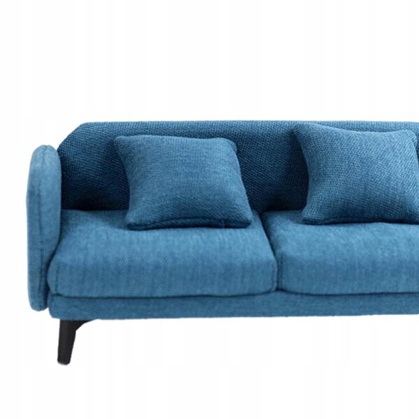 Blaues Miniatur-Doppelsitzersofa für Puppenhaus im Maßstab 1:12