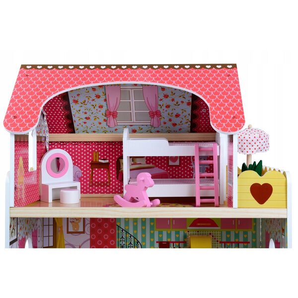 Funfit Kids Eco 90 cm großes Puppenhaus mit Möbeln und LED-Beleuchtung