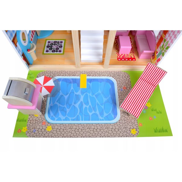 Funfit Kids Eco 90 cm großes Puppenhaus mit Möbeln und LED-Beleuchtung