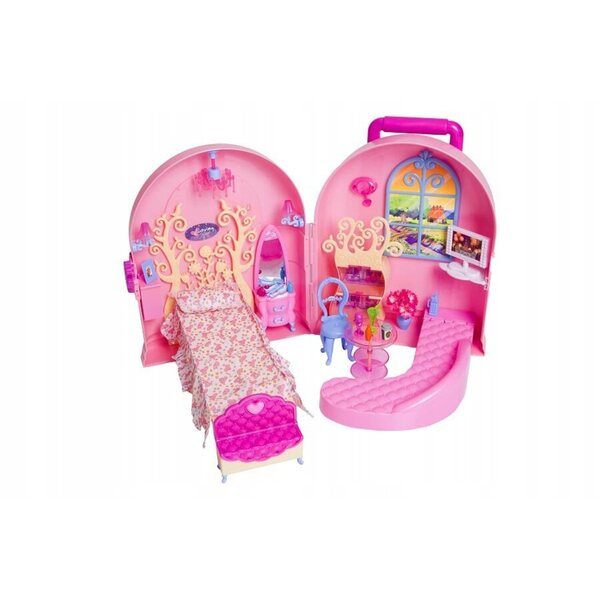 Casa valigia per bambole 29 cm con mobili - giocattolo per bambini 3+