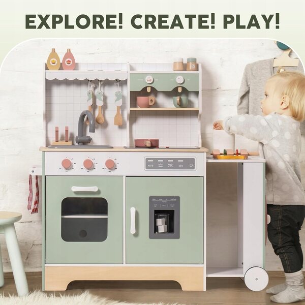 Cucina in legno per bambini ROBUD con caffettiera, grill e accessori