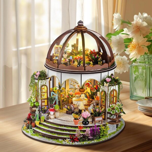 Maison de jardin miniature pour poupées DIY en bois avec ciel étoilé