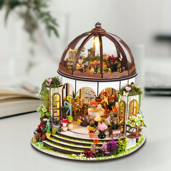 Maison de jardin miniature pour poupées DIY en bois avec ciel étoilé