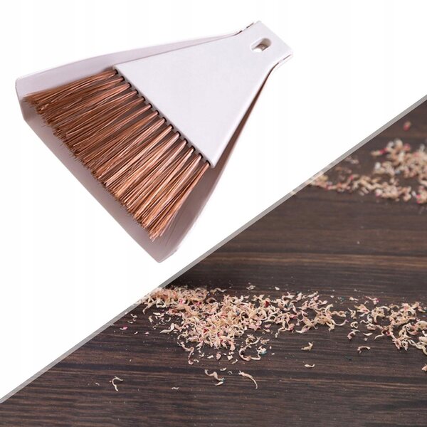 Mini-Besen- und Kehrschaufel-Set für die Tastatur- und Schreibtischreinigung, Beige
