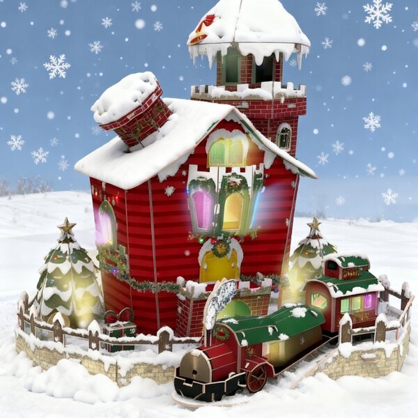 House per Bambole 32 cm con Luci Effetto - Gioco 3D da Montare 78 pezzi