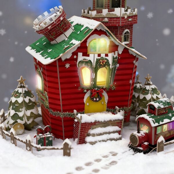 House per Bambole 32 cm con Luci Effetto - Gioco 3D da Montare 78 pezzi