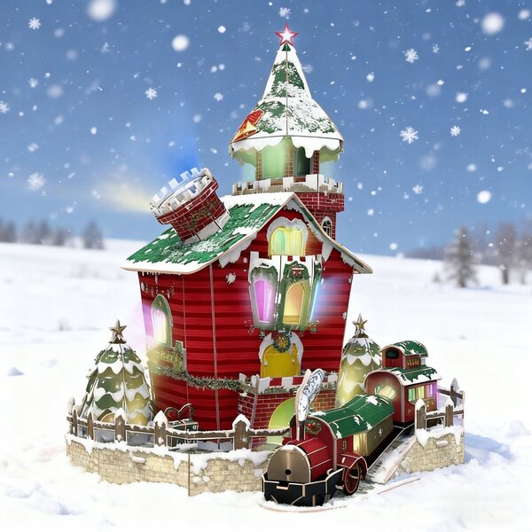 House per Bambole 32 cm con Luci Effetto - Gioco 3D da Montare 78 pezzi