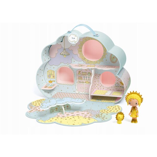 DJECO Sunny&Mia Puppenhaus – Koffer 25x18x9 cm, Set mit Figuren