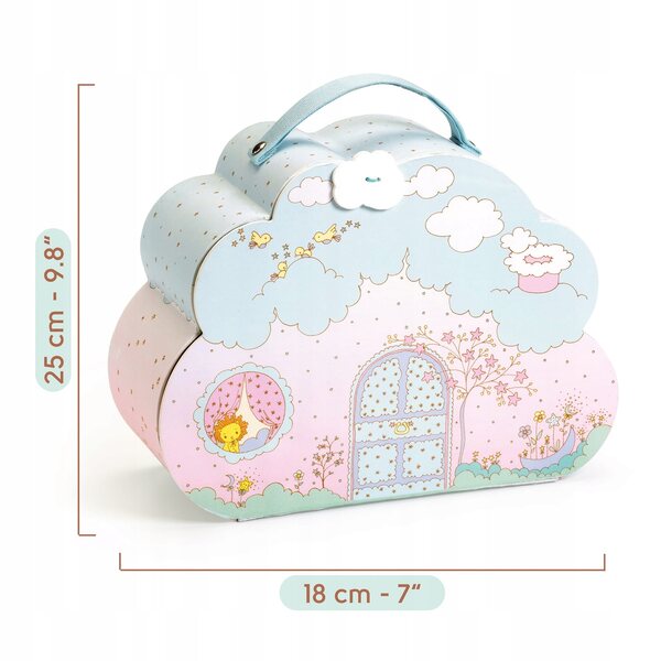 DJECO Sunny&Mia Puppenhaus – Koffer 25x18x9 cm, Set mit Figuren