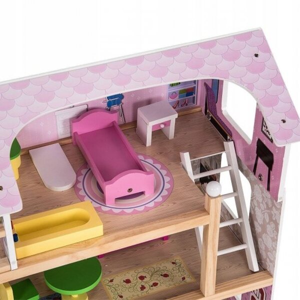 Costway 81 cm großes Puppenhaus aus Holz mit Balkon und Möbeln, 4 Etagen