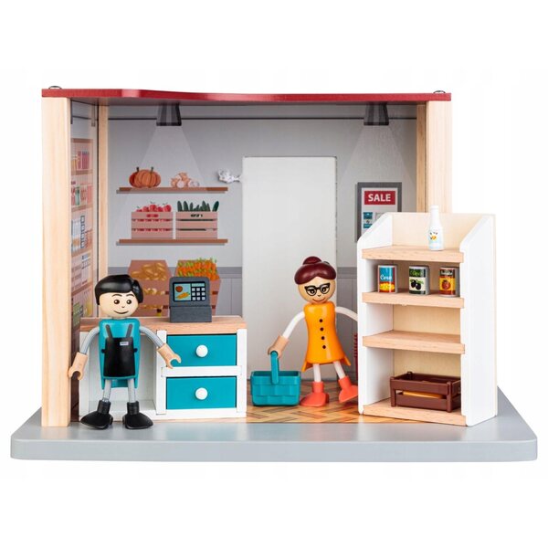 Casa delle bambole in legno con set di mobili e bambole Playtive 3+