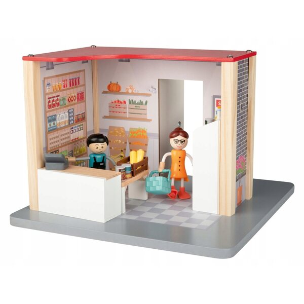 Casa delle bambole in legno con set di mobili e bambole Playtive 3+