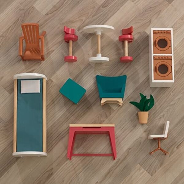 KidKraft Rowan Wooden Dolls House with Furniture and Accessories Included,