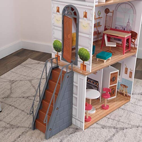 KidKraft Rowan Wooden Dolls House with Furniture and Accessories Included,
