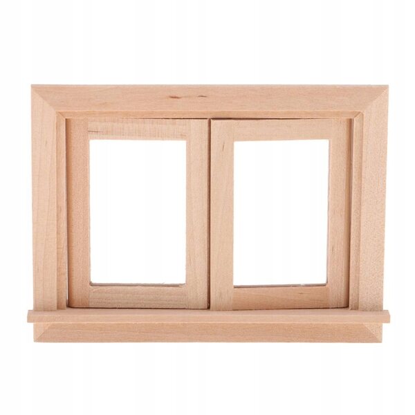 1:12 unbemalte Fensterminiatur aus Holz für DIY-Puppenhaus