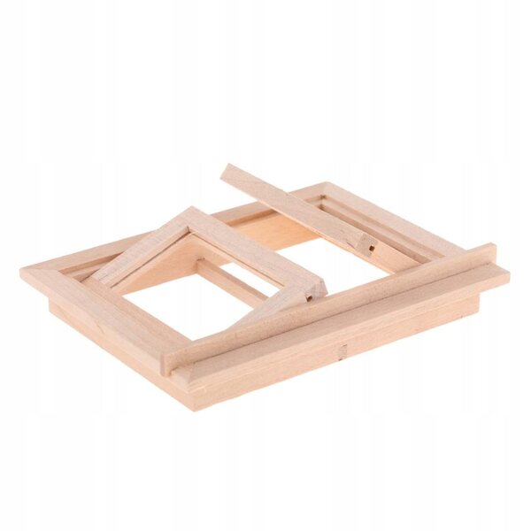 1:12 unbemalte Fensterminiatur aus Holz für DIY-Puppenhaus