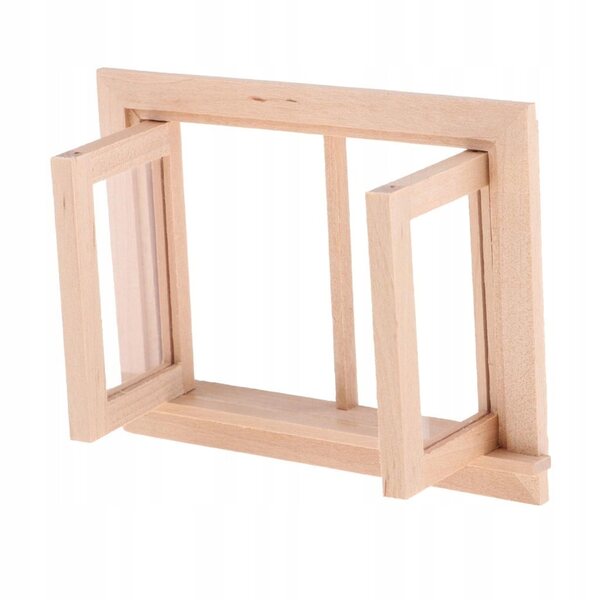 1:12 unbemalte Fensterminiatur aus Holz für DIY-Puppenhaus