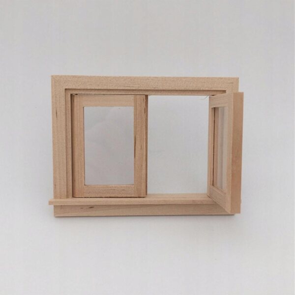 1:12 unbemalte Fensterminiatur aus Holz für DIY-Puppenhaus