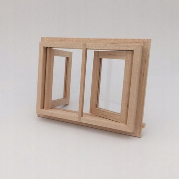 1:12 unbemalte Fensterminiatur aus Holz für DIY-Puppenhaus