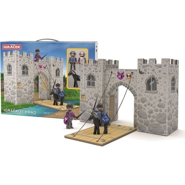 Castello Igráček con ponte levatoio e accessori in cartone laminato 27 cm