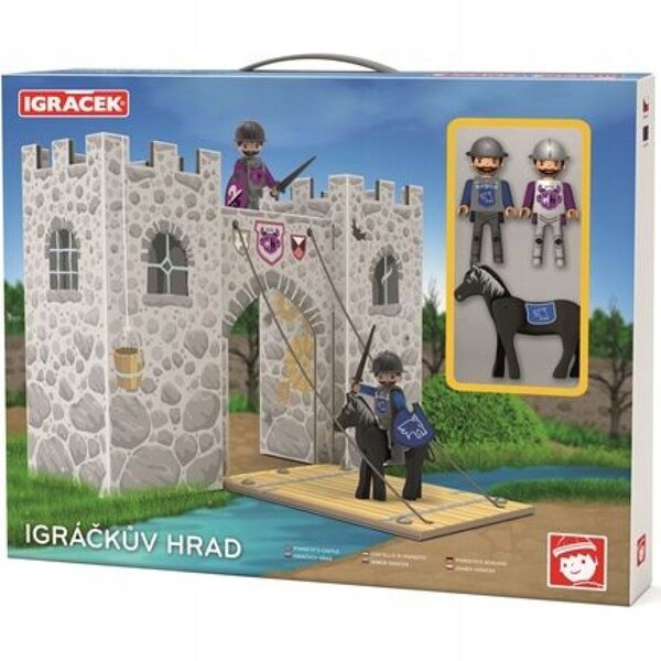 Castello Igráček con ponte levatoio e accessori in cartone laminato 27 cm