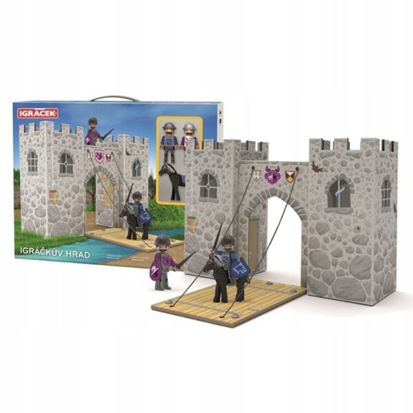 Castello Igráček con ponte levatoio e accessori in cartone laminato 27 cm