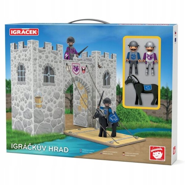 Castello Igráček con ponte levatoio e accessori in cartone laminato 27 cm