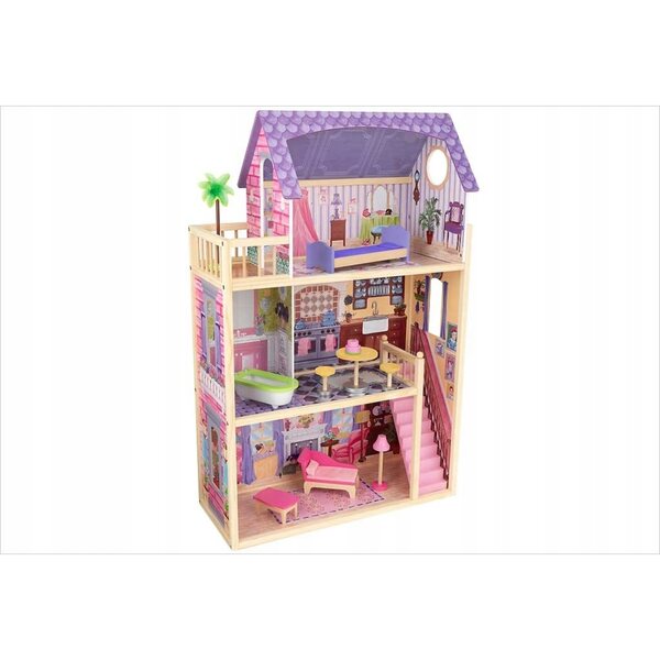 KidKraft Kayla: Großes Puppenhaus aus Holz mit 10 bunten Möbelstücken