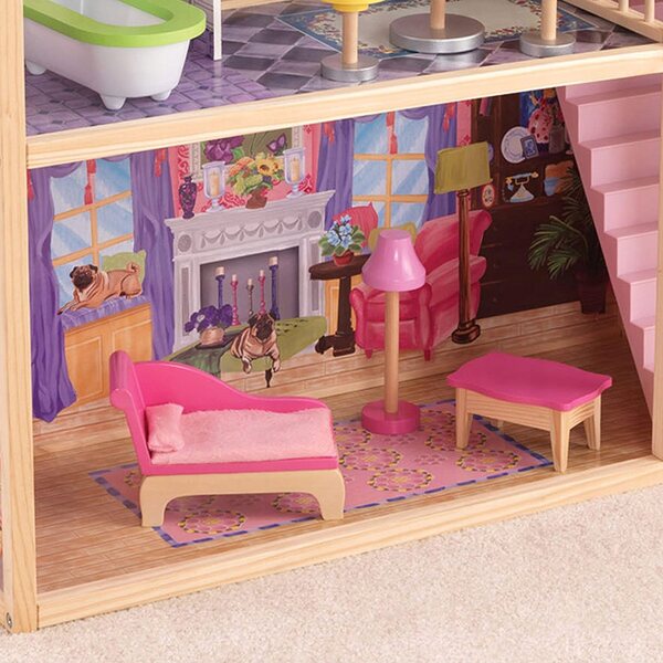 KidKraft Kayla: Großes Puppenhaus aus Holz mit 10 bunten Möbelstücken