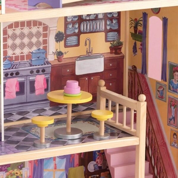 KidKraft Kayla: Großes Puppenhaus aus Holz mit 10 bunten Möbelstücken