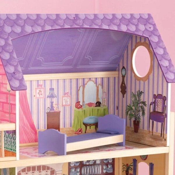 KidKraft Kayla: Großes Puppenhaus aus Holz mit 10 bunten Möbelstücken